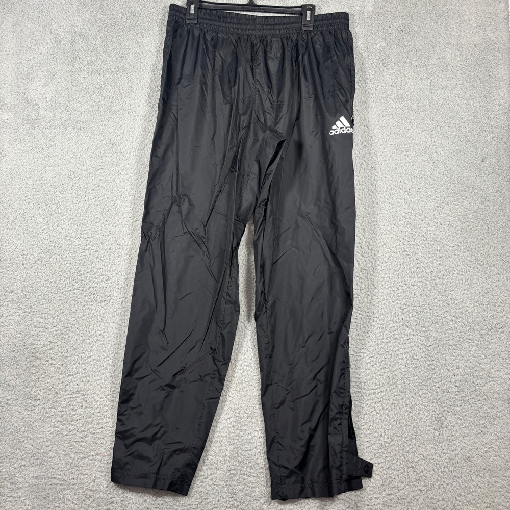 Adidas Track Pants Mens XL Black Vintage 90s Y2K Nylon Mesh Lined Snap Ankle Zip